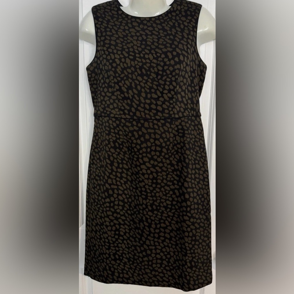 Ann Taylor Black Olive Animal Print Dress Size 6